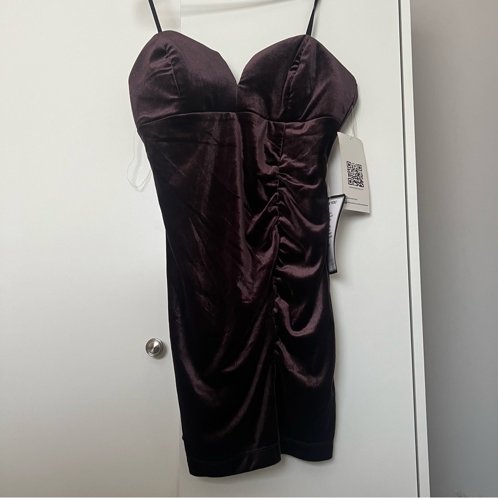 Brown Velvet Mini Dress